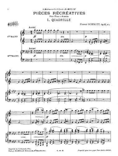 Schmitt - 3 Pièces Récréatives, Op. 37 - Score
