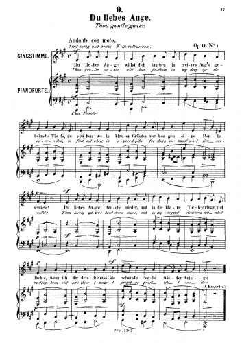 Franz - 6 Gesänge, Op. 16 - No. 1 - Du liebes Auge (Thou gentle gazer) [Low Voice]