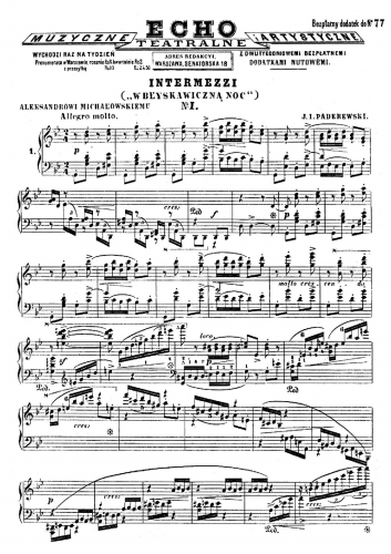 Paderewski - Intermezzo No. 1 - Score