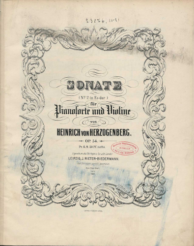 Herzogenberg - Violin Sonata No. 2 - Scores and Parts