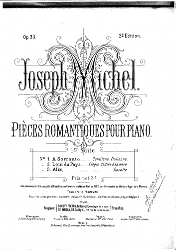 Michel - Pièces romantiques pour piano - Score