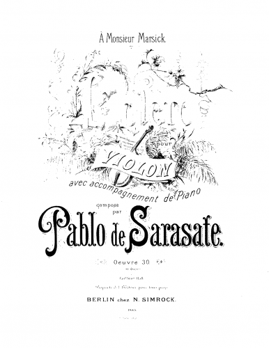 Sarasate - Bolero, Op. 30 - Violin and Piano Score, Violin Part