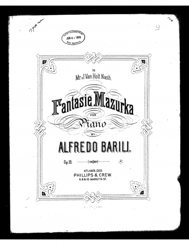 Barili - Fantasie-mazurka, Op. 19 - Score