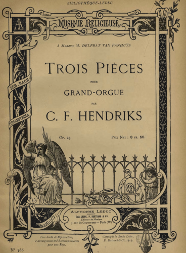 Hendriks Jr. - 3 Pieces for Organ, Op. 23 - Score
