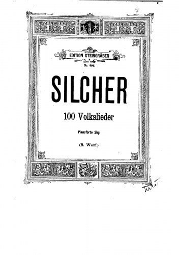Silcher - 100 Folk songs - For Piano solo - Score