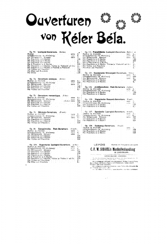 Kéler - Französische Lustspiel Ouverture - For Piano 4 Hands (Unknown) - Score