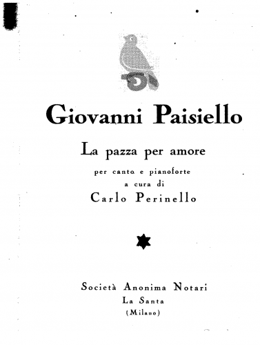 Paisiello - Nina, ossia la pazza per amore - Vocal Score Excerpts - Score