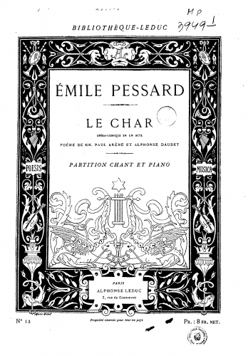 Pessard - Le char - Vocal Score - Score