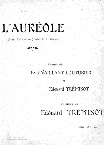 Trémisot - L'auréole - Vocal Score - Score