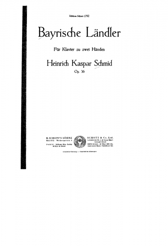 Schmid - Bayerische Ländler, Op. 36 - Score