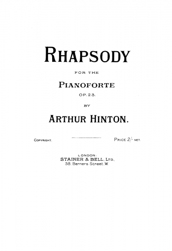 Hinton - Rhapsody, Op. 23 - Score