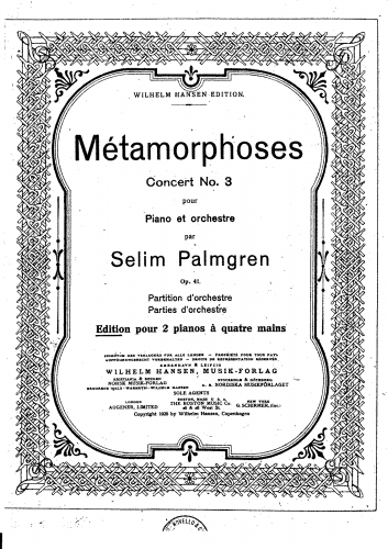 Palmgren - Piano Concerto No. 3, Op. 41 - For 2 Pianos - Score