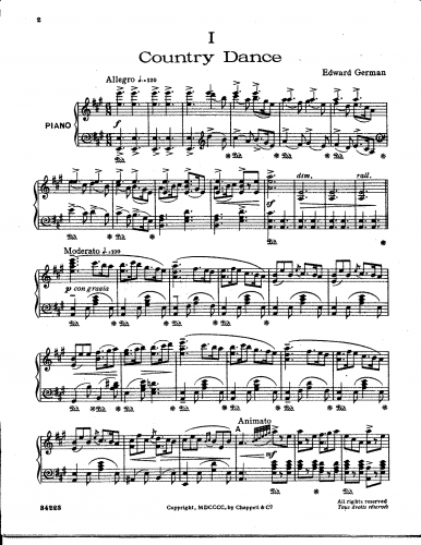 German - Nell Gwyn - Selections For Piano solo (German) - No. 1: Country DanceNo. 2: Pastoral DanceNo. 3: Merrymakers' Dance