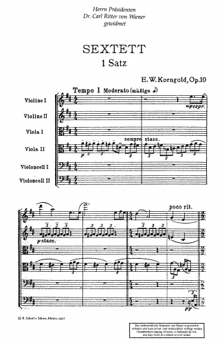 Korngold - String Sextet, Op. 10