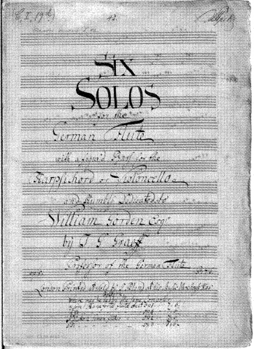 Graeff - Six Solos for the German Flute with a figur'd Bass for the Harpsichord or Violoncello - complete score