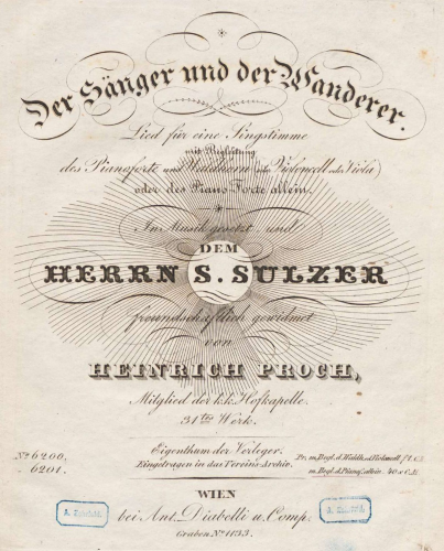 Proch - Der Sänger und der Wanderer, Op. 31 - For Voice and Piano - Score