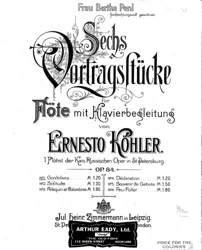 Köhler - 6 Vortragsstücke - Scores and Parts