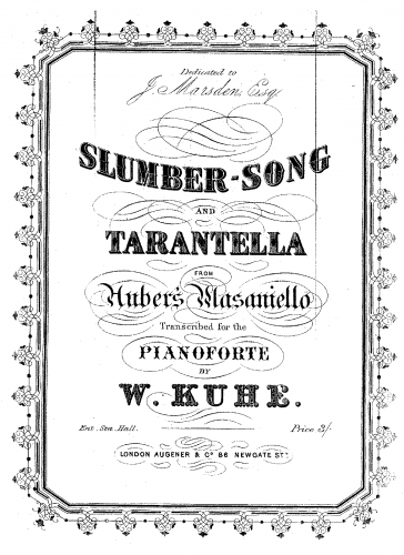 Kuhe - Slumber-Song and Tarantella from Auber's Masaniello - Score