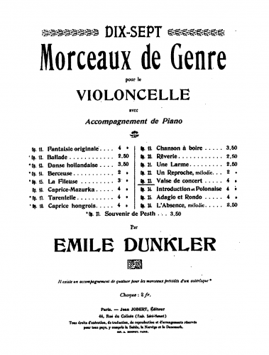 Dunkler - Valse de Concert, Op. 23