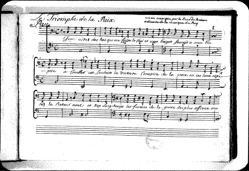 Dubuisson - Le Triomphe de la Paix, cantate pour voix et choeur avec un ou deux dessus et basse - Score