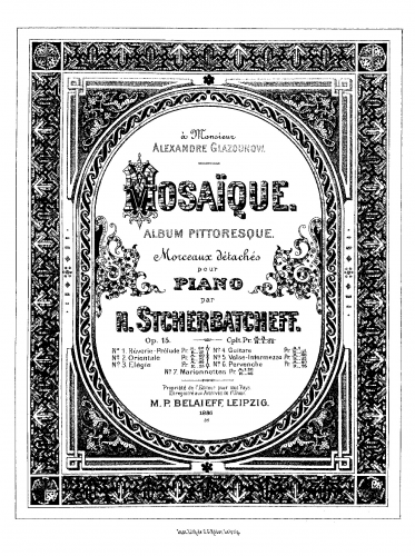 Shcherbachyov - Mosaïque, Op. 15 - Score