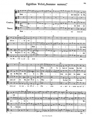 Velut - Summe summi - Score