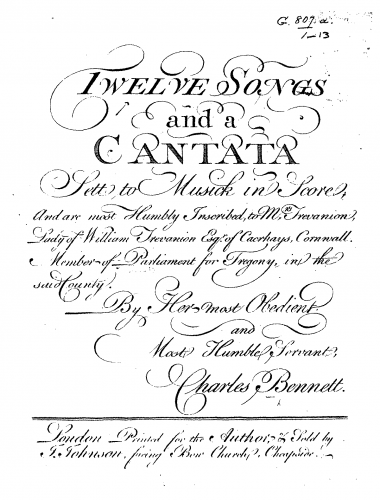 Bennett - 12 Songs and a Cantata - Score