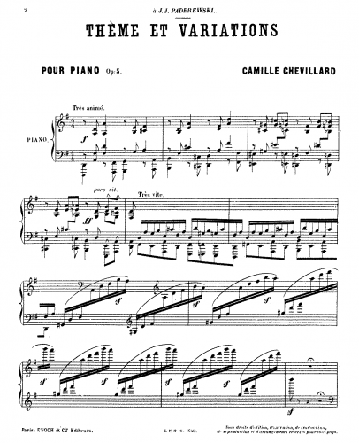 Chevillard - Thème et variations, Op. 5 - Score