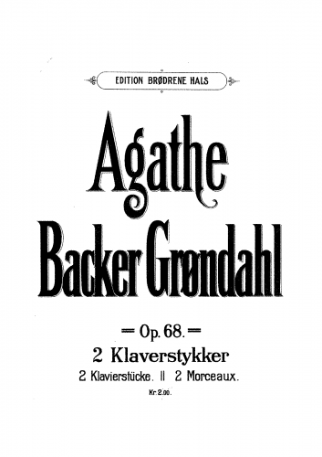 Backer-Grøndahl - 2 Piano Pieces - Score