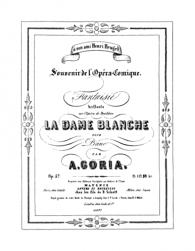 Goria - Fantaisie brillante sur l'opéra de Boieldieu 'La dame blanche' - Score