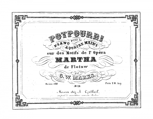 Marks - Potpourri sur des motifs de l'opéra 'Martha' de Flotow - Score