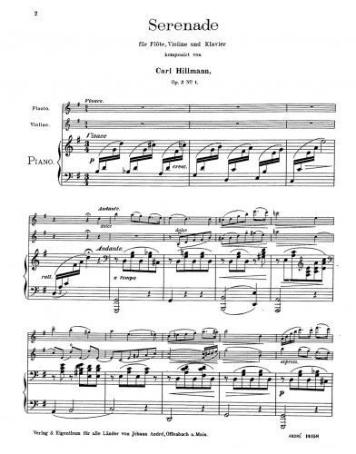 Hillmann - Serenade and Gondoliera, Op. 2 - Piano score, flute part, and violin part