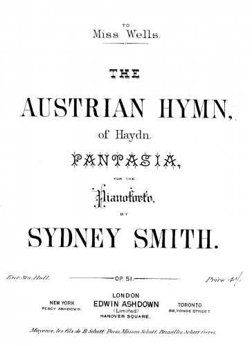Smith - Austrian Hymn of Haydn, Op. 51 - Score