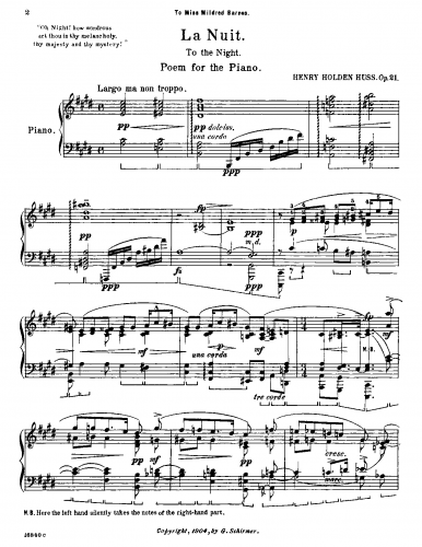 Huss - La Nuit, Op. 21 - Score
