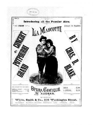 Blake - Grand potpourri de concert sur 'La mascotte' - Score
