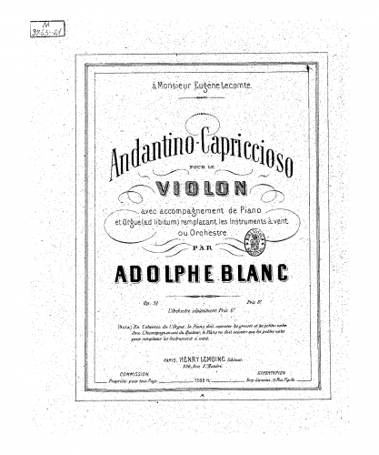 Blanc - Andantino capriccioso - Scores and Parts
