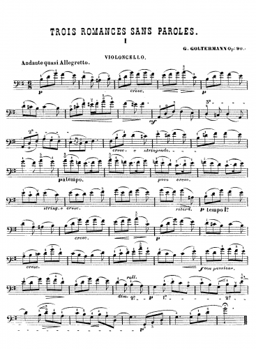 Goltermann - Trois Romances sans Paroles, Op. 90 - Cello part