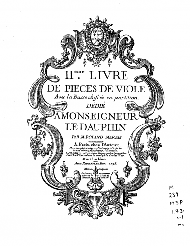 Marais - Pieces de Viole - IIeme Livre - Complete score (viola and continuo)