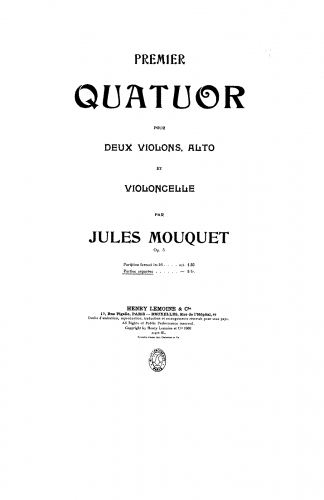 Mouquet - String Quartet No. 1