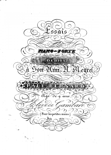 Bernard - Essais pour le Piano-Forte - Score