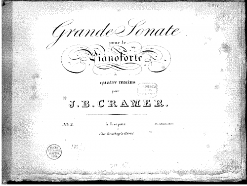 Cramer - Sonata for Piano 4 hands No. 2 - Score