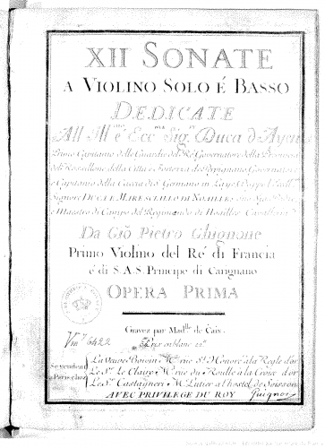 Guignon - 12 Violin Sonatas - Score