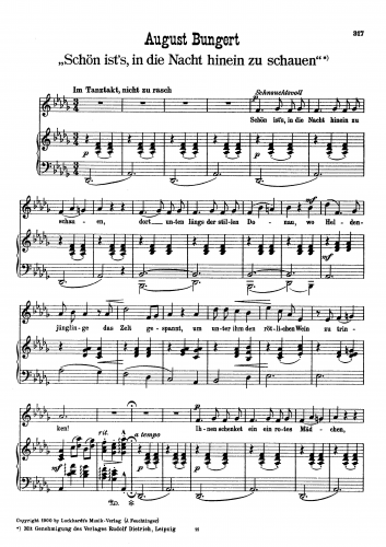 Bungert - Serbische Lieder im Volkston - No. 5. - Schön ist's, in die Nacht hinein zu schauen