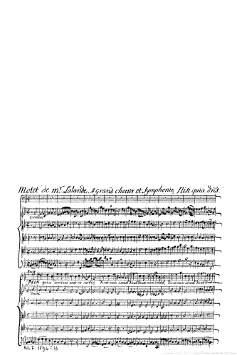 Lalande - Nisi quia Dominus, grand motet - Score