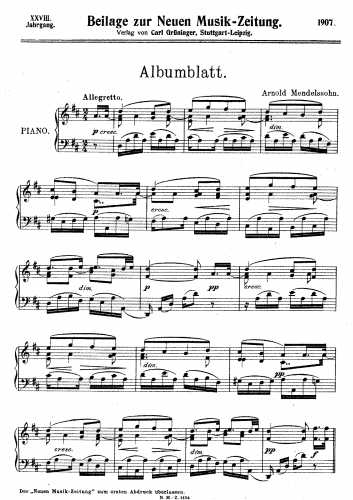 Mendelssohn - Albumblatt - Score