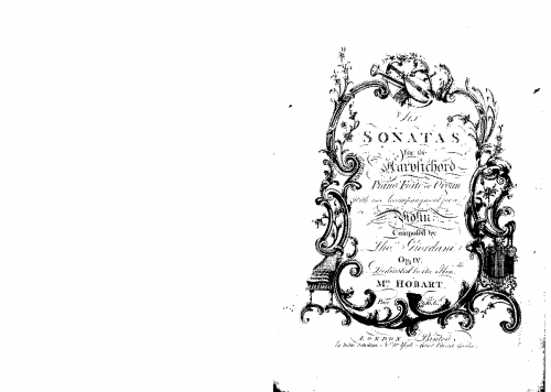 Giordani - 6 Sonatas for the Harpsichord, Piano Forte or Organ With an Accompanyment for a Violin - Score