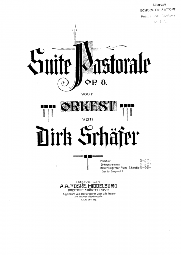 Schäfer - Suite Pastorale, Op. 8 - Full Score