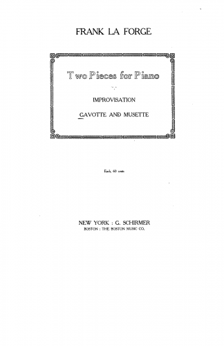 La Forge - 2 Pieces for Piano - Score