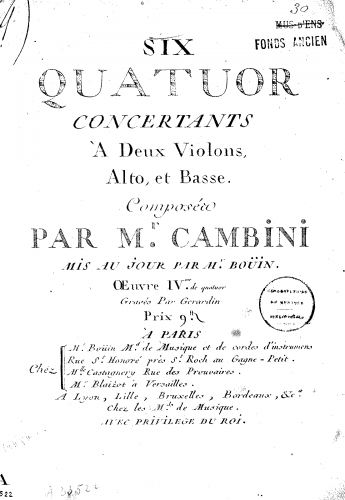 Cambini - 6 String Quartets
