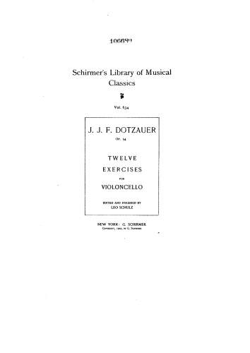 Dotzauer - 12 Exercises for Cello - Score